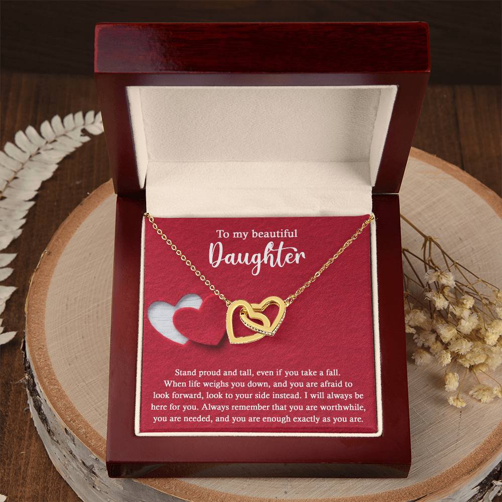 To My Beautiful Daughter - Stand Proud And Tall - Interlocking Hearts Necklace IH, DAU0000008IH - Sweet Yasmin 21