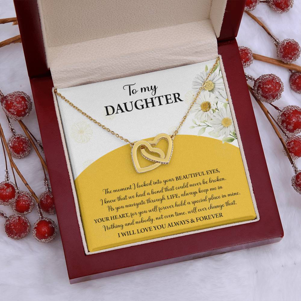 My Daughter - Moment I Looked Into Your Beautiful Eyes - A Bond That Could Never Be Broken - Always Keep Me In Your Heart - Love You Always & Forever - Interlocking Hearts Necklace IH, DAU0000003IH - Sweet Yasmin 21