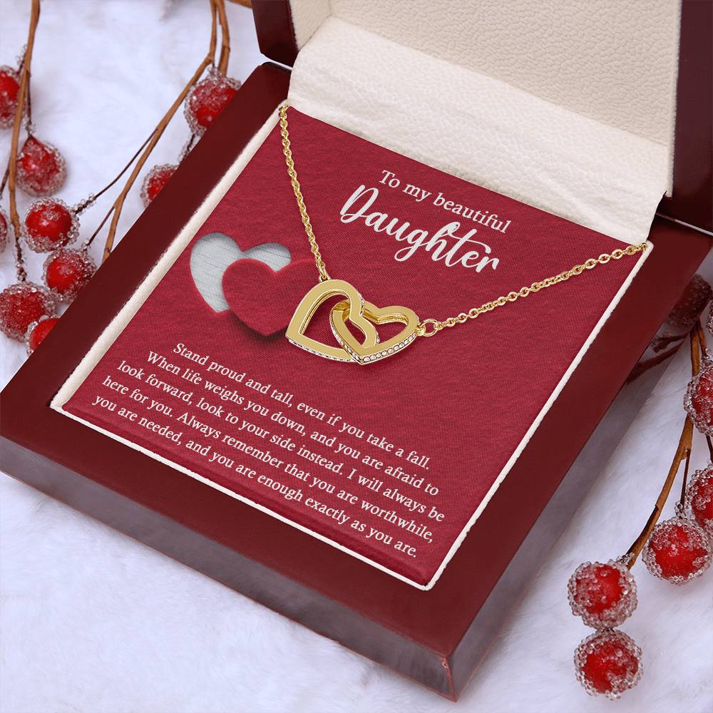 To My Beautiful Daughter - Stand Proud And Tall - Interlocking Hearts Necklace IH, DAU0000008IH - Sweet Yasmin 21
