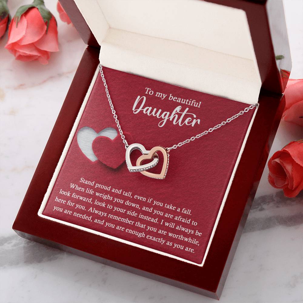 To My Beautiful Daughter - Stand Proud And Tall - Interlocking Hearts Necklace IH, DAU0000008IH - Sweet Yasmin 21