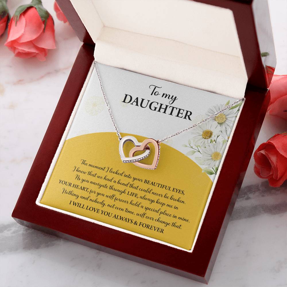 My Daughter - Moment I Looked Into Your Beautiful Eyes - A Bond That Could Never Be Broken - Always Keep Me In Your Heart - Love You Always & Forever - Interlocking Hearts Necklace IH, DAU0000003IH - Sweet Yasmin 21