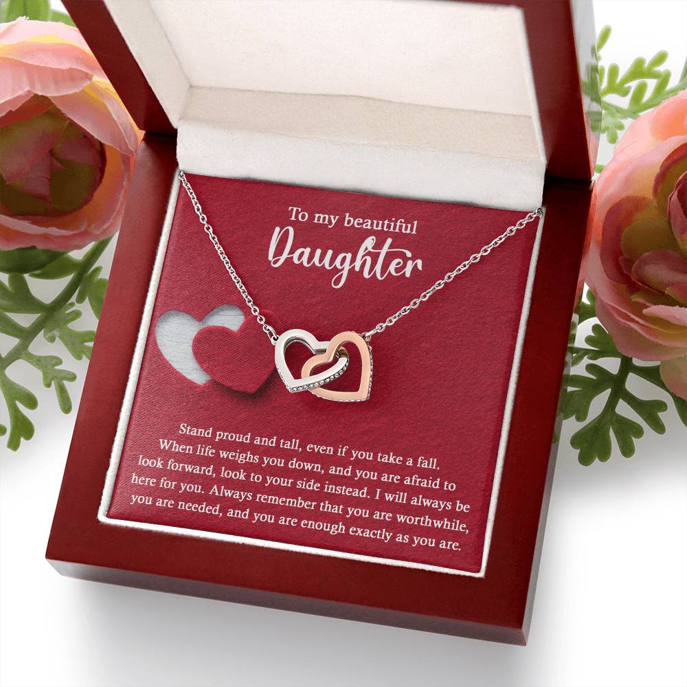 To My Beautiful Daughter - Stand Proud And Tall - Interlocking Hearts Necklace IH, DAU0000008IH - Sweet Yasmin 21