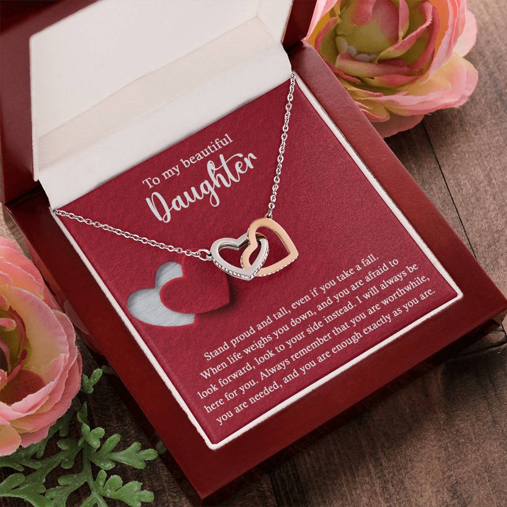 To My Beautiful Daughter - Stand Proud And Tall - Interlocking Hearts Necklace IH, DAU0000008IH - Sweet Yasmin 21