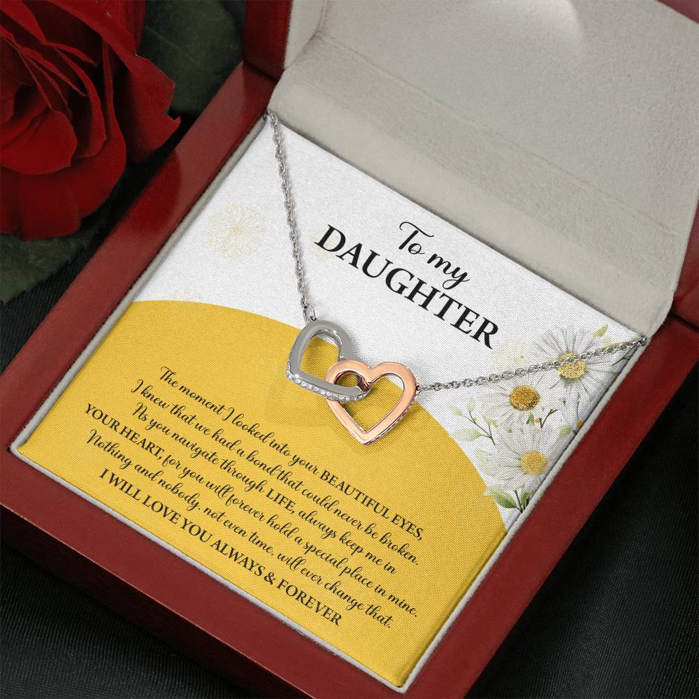 My Daughter - Moment I Looked Into Your Beautiful Eyes - A Bond That Could Never Be Broken - Always Keep Me In Your Heart - Love You Always & Forever - Interlocking Hearts Necklace IH, DAU0000003IH - Sweet Yasmin 21