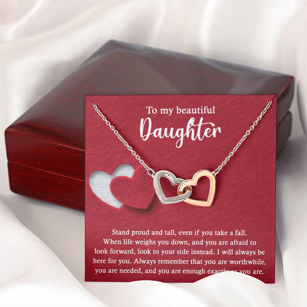To My Beautiful Daughter - Stand Proud And Tall - Interlocking Hearts Necklace IH, DAU0000008IH - Sweet Yasmin 21