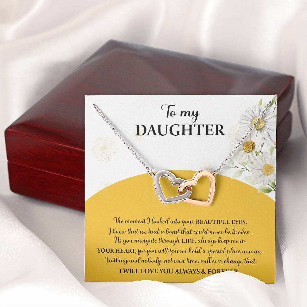 My Daughter - Moment I Looked Into Your Beautiful Eyes - A Bond That Could Never Be Broken - Always Keep Me In Your Heart - Love You Always & Forever - Interlocking Hearts Necklace IH, DAU0000003IH - Sweet Yasmin 21