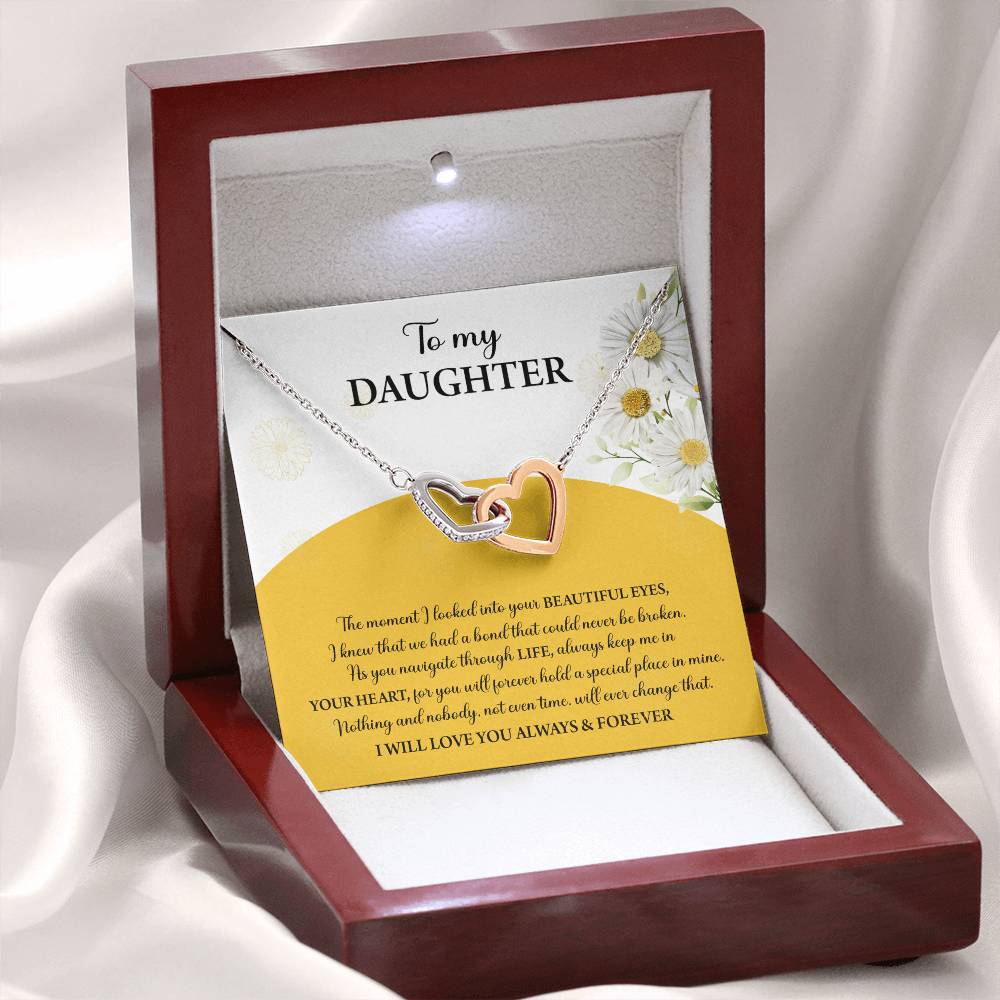 My Daughter - Moment I Looked Into Your Beautiful Eyes - A Bond That Could Never Be Broken - Always Keep Me In Your Heart - Love You Always & Forever - Interlocking Hearts Necklace IH, DAU0000003IH - Sweet Yasmin 21