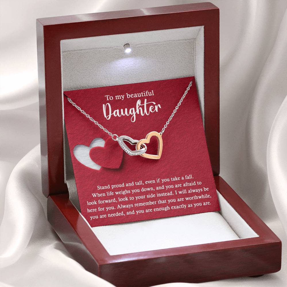 To My Beautiful Daughter - Stand Proud And Tall - Interlocking Hearts Necklace IH, DAU0000008IH - Sweet Yasmin 21