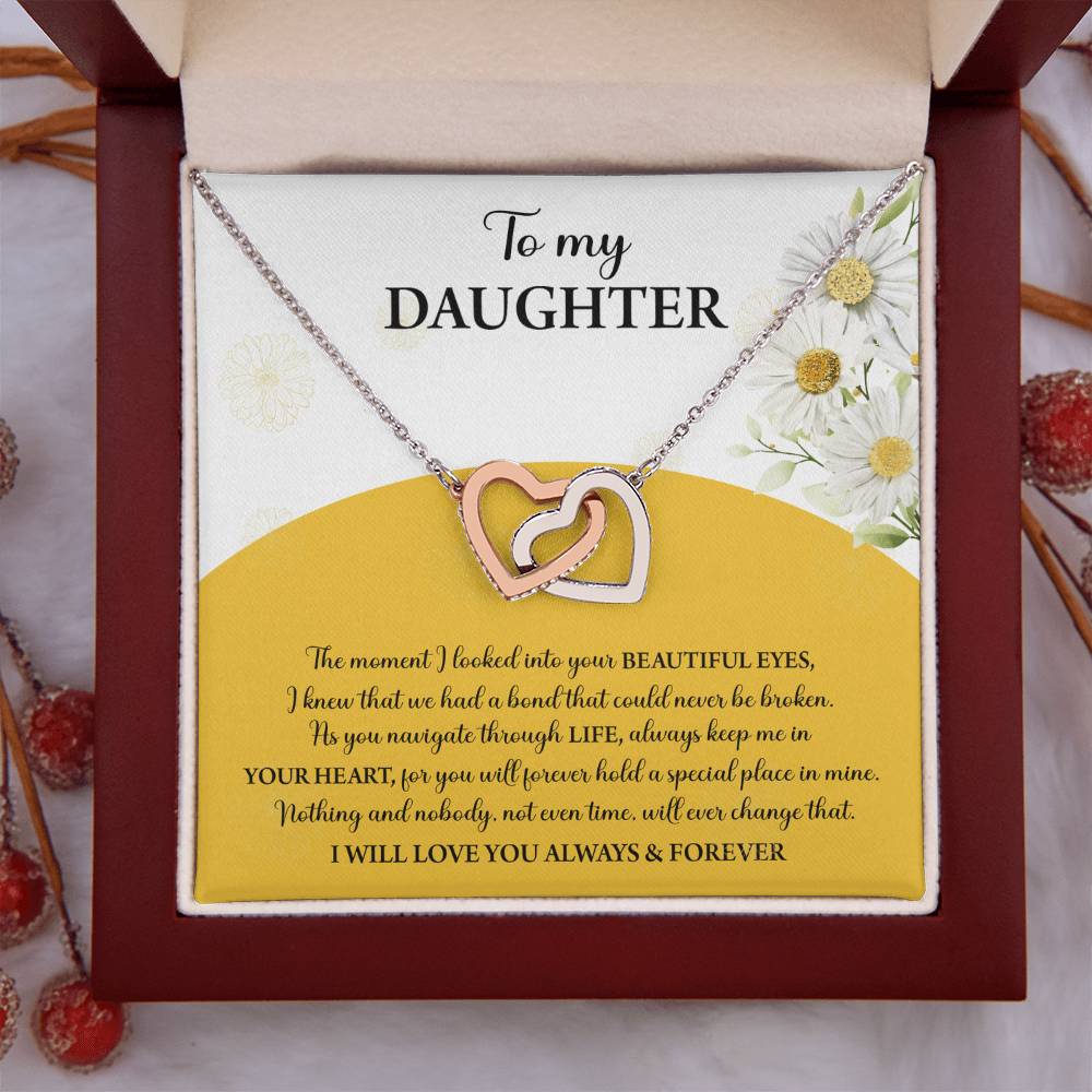 My Daughter - Moment I Looked Into Your Beautiful Eyes - A Bond That Could Never Be Broken - Always Keep Me In Your Heart - Love You Always & Forever - Interlocking Hearts Necklace IH, DAU0000003IH - Sweet Yasmin 21