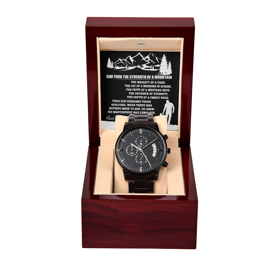 God Took The Strength, Majesty, Joy, Faith, Patience, Depth & Combined These Qualities - Knew His Masterpiece Was Complete - Called It Dad - Metal Chronograph Watch WAT, DAD0000011WAT