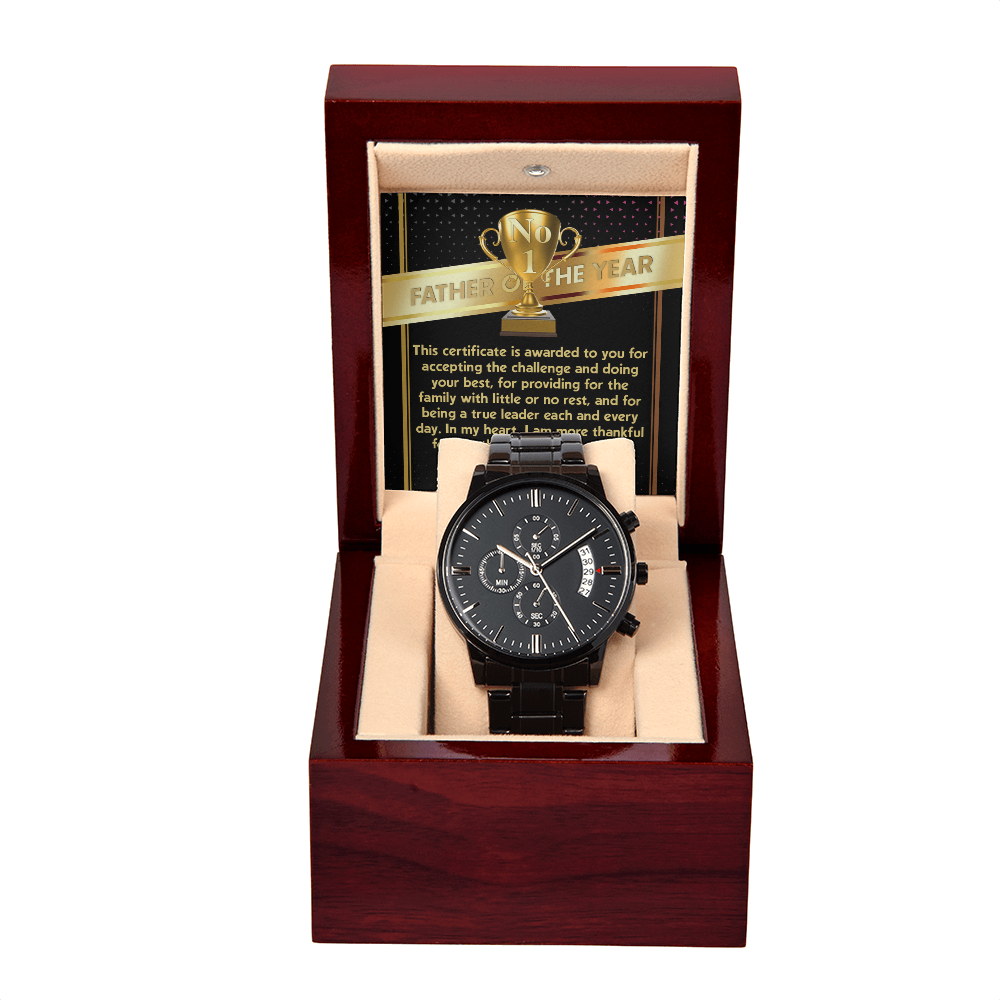 No.1 Father Of The Year - For Doing Your Best, Being A True Leader Each & Every Day - In My Heart, I Am More Thankful Than Words Can Convey - I Love You - Metal Chronograph Watch WAT, DAD0000038WAT