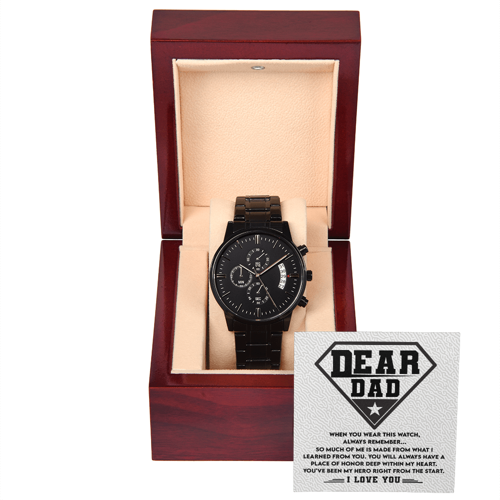 Dear Dad - When You Wear This Watch Always Remember - Always Have A Place Of Honor Deep Within My Heart - You've Been My Hero - I Love You - Metal Chronograph Watch WAT, DAD0000009WAT
