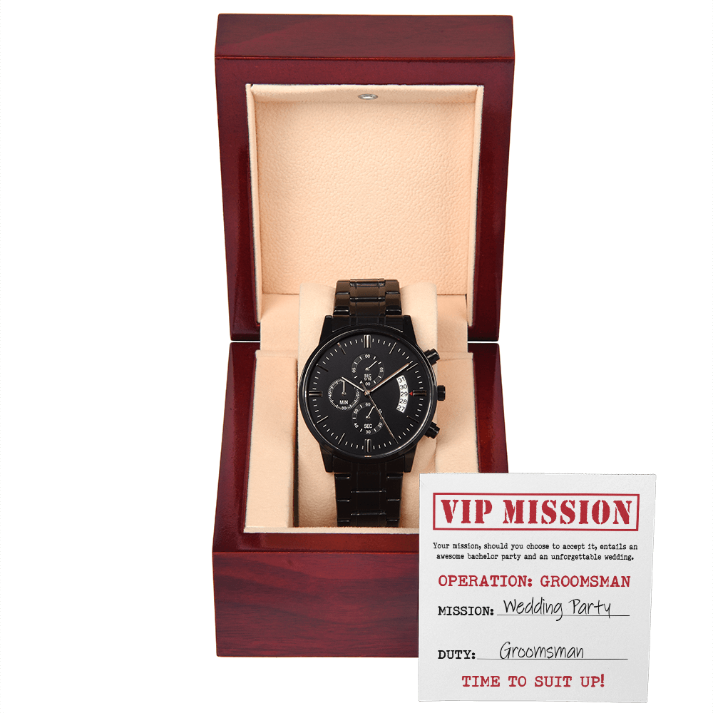 VIP Mission - Operation Groomsman - Entails An Awesome Bachelor Party & An Unforgettable Wedding - Time To Suit Up - Metal Chronograph Watch WAT, BMN000008WAT