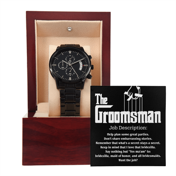 The Groomsman - Help Plan Some Great Parties - Remember That What's A Secret, Stays A Secret - Metal Chronograph Watch WAT, BMN000006WAT