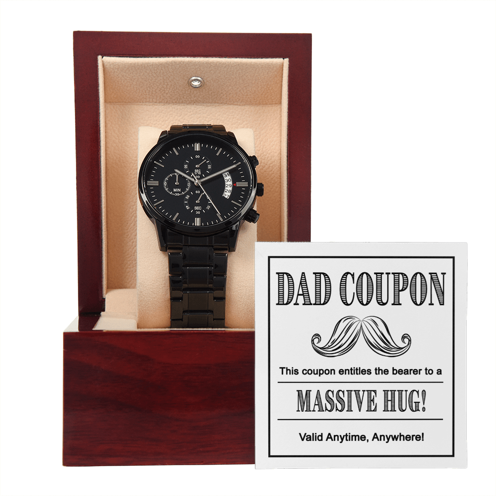 Dad Coupon - Entitles Bearer To A Massive Hug - Valid Anytime, Anywhere - Metal Chronograph Watch WAT, DAD0000063WAT