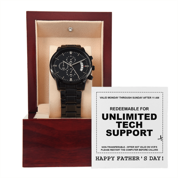 Happy Father's Day - Redeemable For Unlimited Tech Support - Please Restart The Computer Before Calling - Metal Chronograph Watch WAT, FDY000008WAT