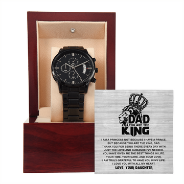 Dad - I'm A Princess, Because You Are The King, Dad - Thank You For Being There Every Day With Just The Love & Guidance I Needed - Truly Grateful To Have You In My Life - Love You With All My Heart - Metal Chronograph Watch WAT, DAD0000067WAT