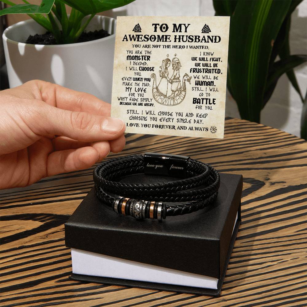 My Awesome Husband - I Will Choose You - Leather Bracelet