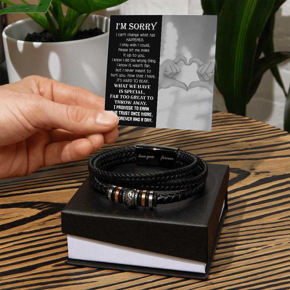 I'm Sorry - Wish I Could Change It Back - Love You Forever And Always  - Mens Bracelet MB, APZ0000039MB