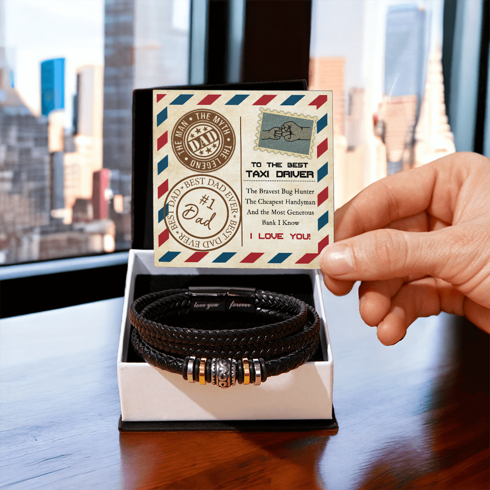 No.1 Dad - Best Dad Ever - The Man, The Myth, The Legend - Best Taxi Driver, Bravest Bug Hunter, Cheapest Handyman & Most Generous Bank I Know - I Love You - Bracelet BR, DAD0000061BR