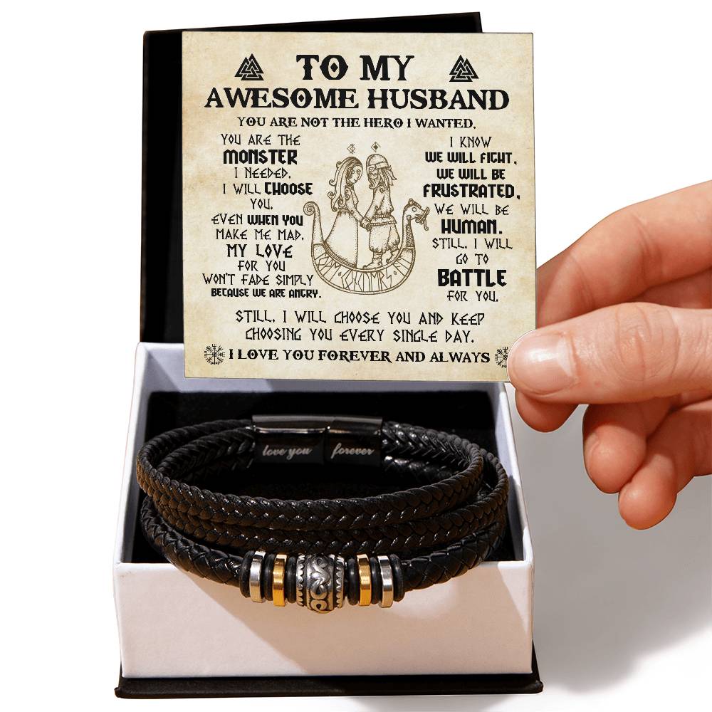 My Awesome Husband - I Will Choose You - Leather Bracelet