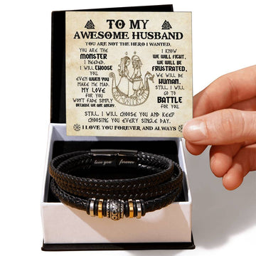 My Awesome Husband - I Will Choose You - Leather Bracelet