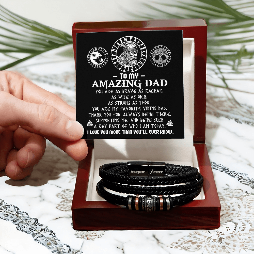 My Amazing Dad - As Brave As Ragnar, As Wise As Odin, As Strong As Thor. My Favorite Viking Dad - Thank You For Always Being There, Supporting Me & A Key Part Of Who I Am - I Love You More Than You'll Ever Know - Bracelet BR, DAD0000049BR