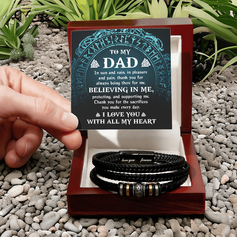 Dad - In The Sun & Rain, In Pleasure & Pain, Thank You For always Being There For Me, Believing In Me, Protecting Me - For All The Sacrifices You Make Every Day - Love You With All My Heart - Bracelet BR, DAD0000029BR