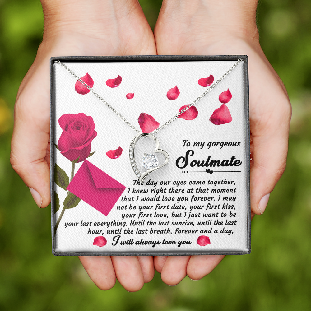 My Gorgeous Soulmate - Our Eyes Came Together - Would Love You Forever - Want To Be Your Last Everything - I Will Always Love You - Forever Love Heart Necklace FL, SMT0000006FL