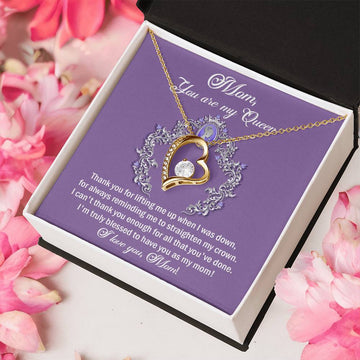 Mom, You Are My Queen - Belong To Me - Thank You For All You Have Done - Love You Mom - Forever Love Heart Necklace FL, MOM0000019FL