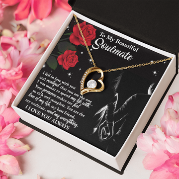 My Beautiful Soulmate - Fell In Love With You - One I Was Meant To Spend My Life With - Presence Makes Me Feel Rich And Complete - Love Of My Life, My Best Friend, My Everything - Love You Always - Forever Love Heart Necklace FL, SMT0000018FL