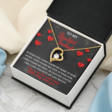 My Beautiful Soulmate - In Your Eyes - Found My Home - In Your Heart - Found My Love - In Your Soul - Found My Mate - Love Everything About You - Forever Love Heart Necklace FL, SMT0000001FL