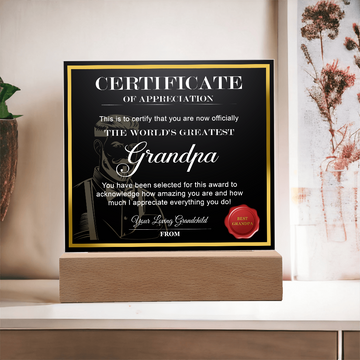 World's Greatest Grandpa - How Amazing You Are & How Much I Appreciate Everything You Do - Your Loving Grandchild - Acrylic Square Plaque ASP, GFA0000002ASP
