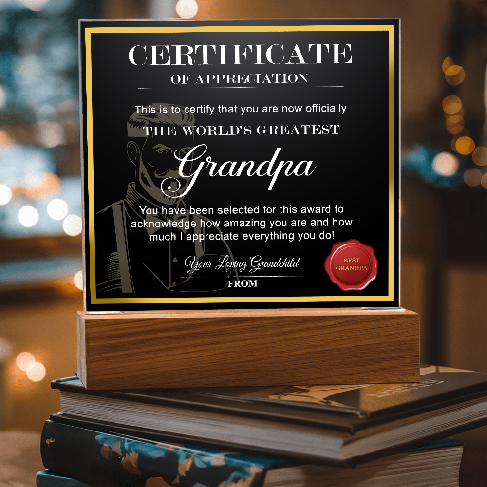 World's Greatest Grandpa - How Amazing You Are & How Much I Appreciate Everything You Do - Your Loving Grandchild - Acrylic Square Plaque ASP, GFA0000002ASP