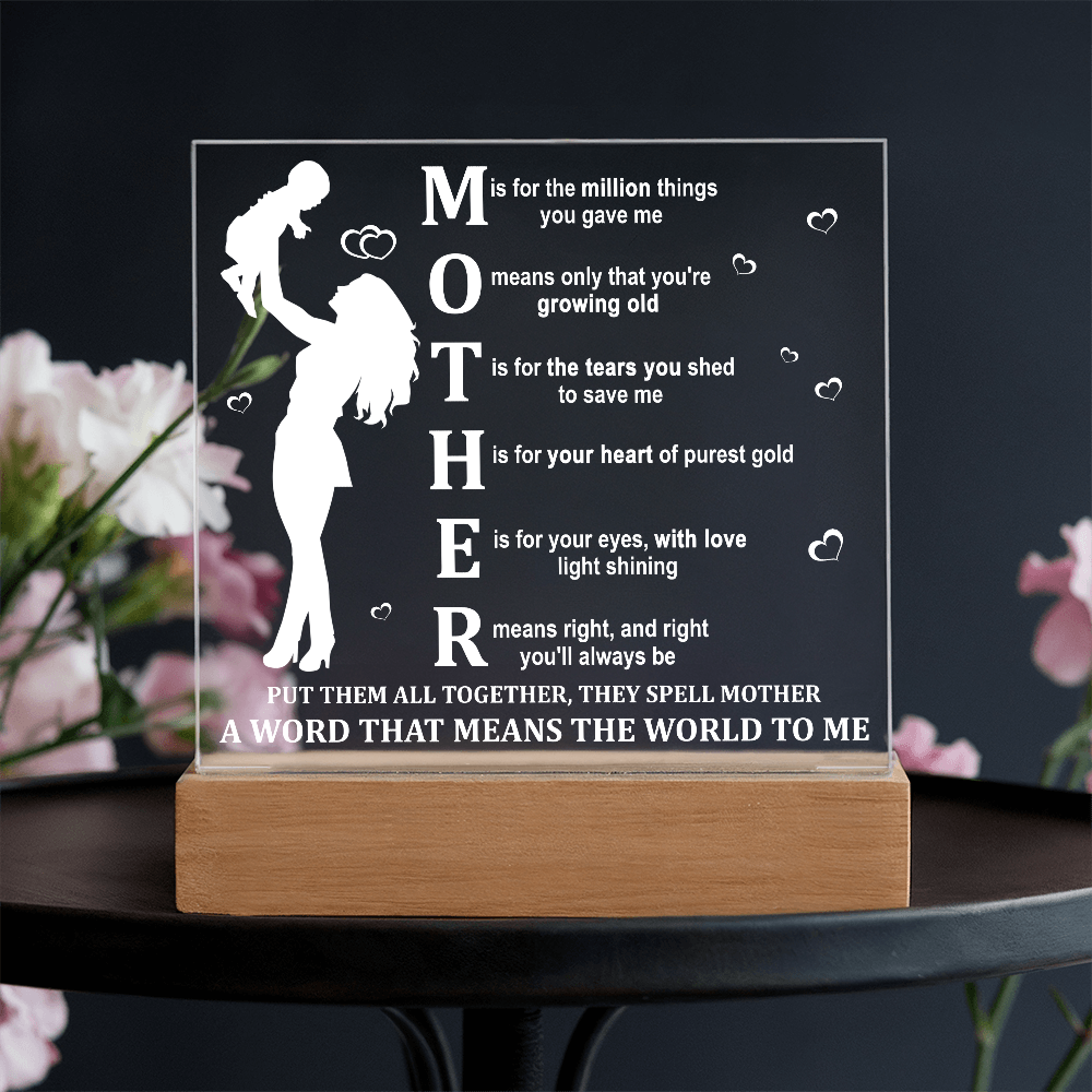 Mother - A Word That Means The World To Me - Acrylic Square Plaque ASP, MOM0000071ASP