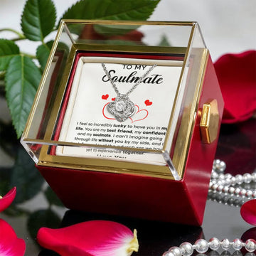 My Soulmate - Feel So Incredibly Lucky To Have You In My Life - My Best Friend, My Confidant & My Soulmate - I Love You Heart - Rotating Rose Necklace Box RR, SMT0000114RR