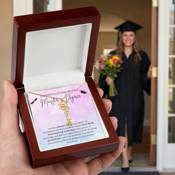 Congratulations On Master's Degree - Hardwork, Perseverance & Dedication - Proud Of You - Well Done - Graduation Cap Name Necklace GC, GRD0000005GC