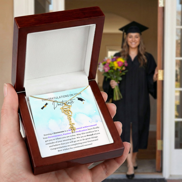 Congratulations On Your Doctorate - Monumental Achievement - Perseverance, Passion And Dedication - Proud Of You - Graduation Cap Name Necklace GC, GRD0000006GC