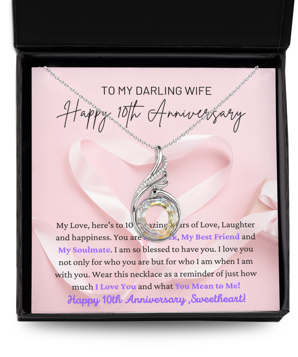 To My Darling Wife - My Rock, My Best Friend, My Soulmate - Happy 10th Anniversary - Rising Phoenix Necklace RP, ANWM000003RP