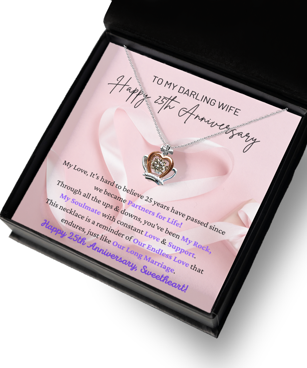 To My Darling Wife - Our Endless Love - Partners for Life My Rock, My Soulmate - Happy 25th Anniversary - Crown Princess Queen Necklace CR, ANWM000006CR