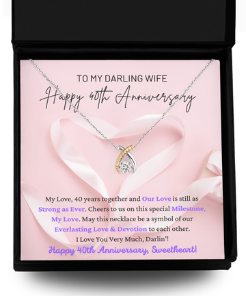 To My Darling Wife - Everlasting Love & Devotion - Special Milestone - Happy 40th Anniversary - Wishbone Necklace WB, ANWM000008WB