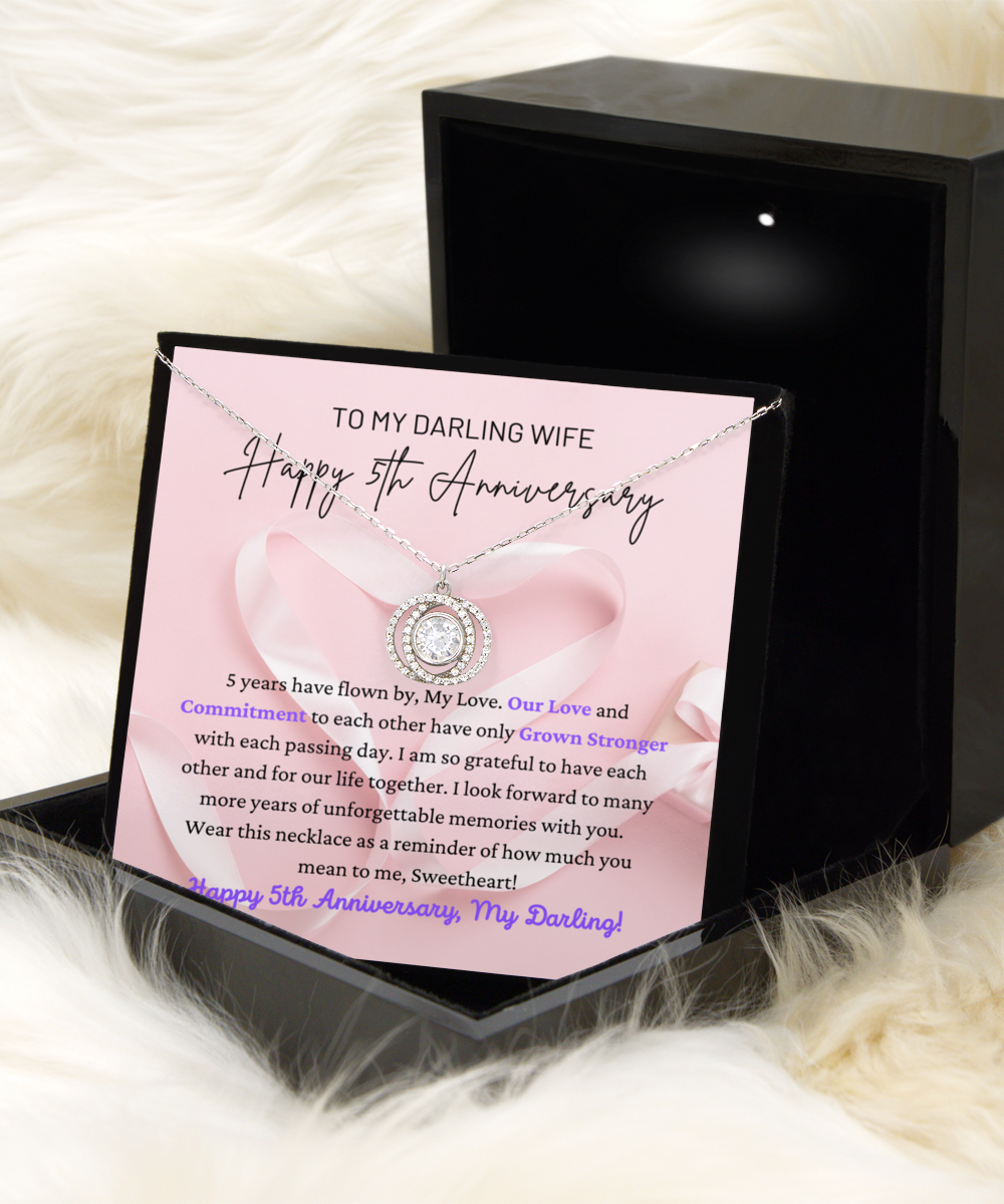 To My Darling Wife - Love Grown Stronger - Happy 5th Anniversary - Intertwined Circles Necklace DC, ANWM000002DC