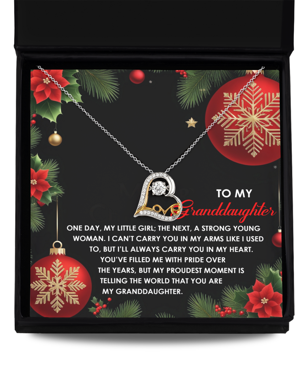 Granddaughter - One Day My Little Girl - Next A Strong Woman - Always Carry You In My Heart - Proudest Moment - Interlocking Hearts Necklace LD, GDA0000004LD