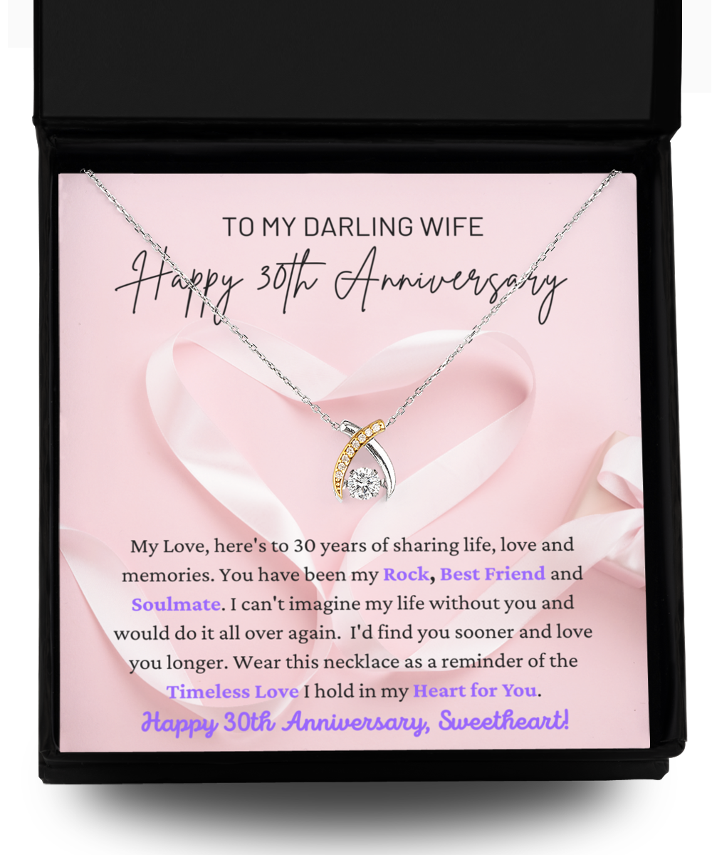 To My Darling Wife - Timeless Love - Rock, Best Friend & Soulmate - Happy 30th Anniversary - Wishbone Necklace WB, ANWM000007WB