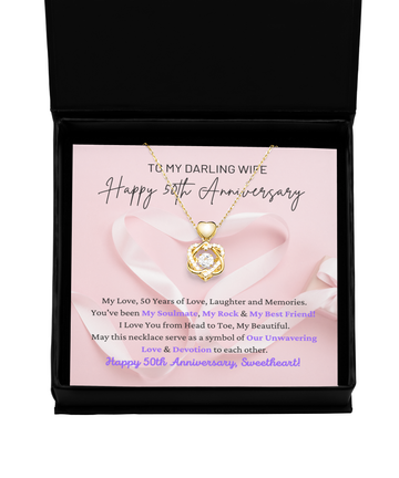 To My Darling Wife - Our Unwavering Love & Devotion - My Soulmate, My Rock & My Best Friend - Happy 50th Anniversary - Double Hearts Gold Necklace HG, ANWM000009HG