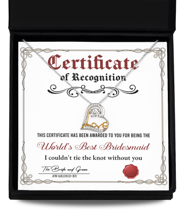 World's Best Bridesmaid - Certificate Of Recognition - Love Dancing Necklace LD, WED0000010LD