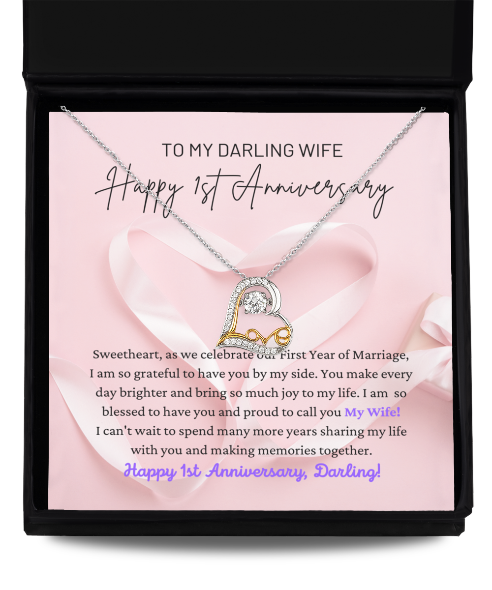 To My Darling Wife - Grateful To Have You - Happy 1st Anniversary - Love Dancing Necklace LD, ANWM000001LD