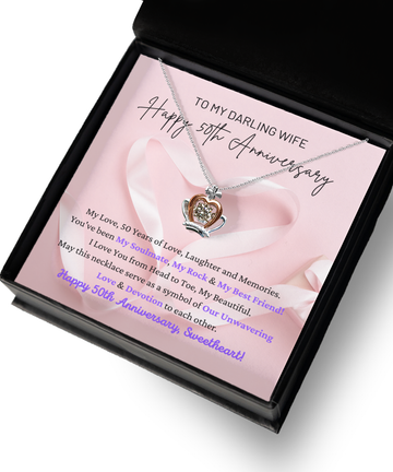 To My Darling Wife - Our Unwavering Love & Devotion - My Soulmate, My Rock & My Best Friend - Happy 50th Anniversary - Crown Princess Queen Necklace CR, ANWM000009CR