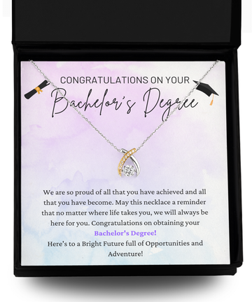 Congratulations On Bachelor's Degree - Bright Future - Full Of Opportunities And Adventure - Wishbone Necklace WB, GRD0000004WB