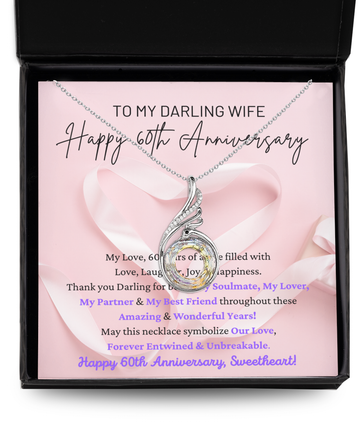 To My Darling Wife - Forever Entwined & Unbreakable - My Soulmate, My Lover, My Partner & My Best Friend - Happy 60th Anniversary - Rising Phoenix Necklace RP, ANWM000010RP